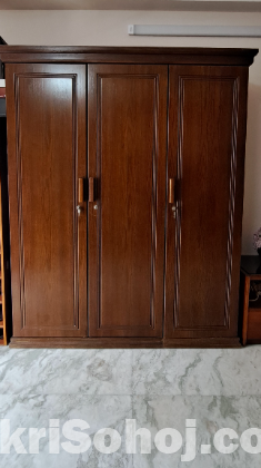 3-Door Almirah, Oak Veneered MDF, Antique Color